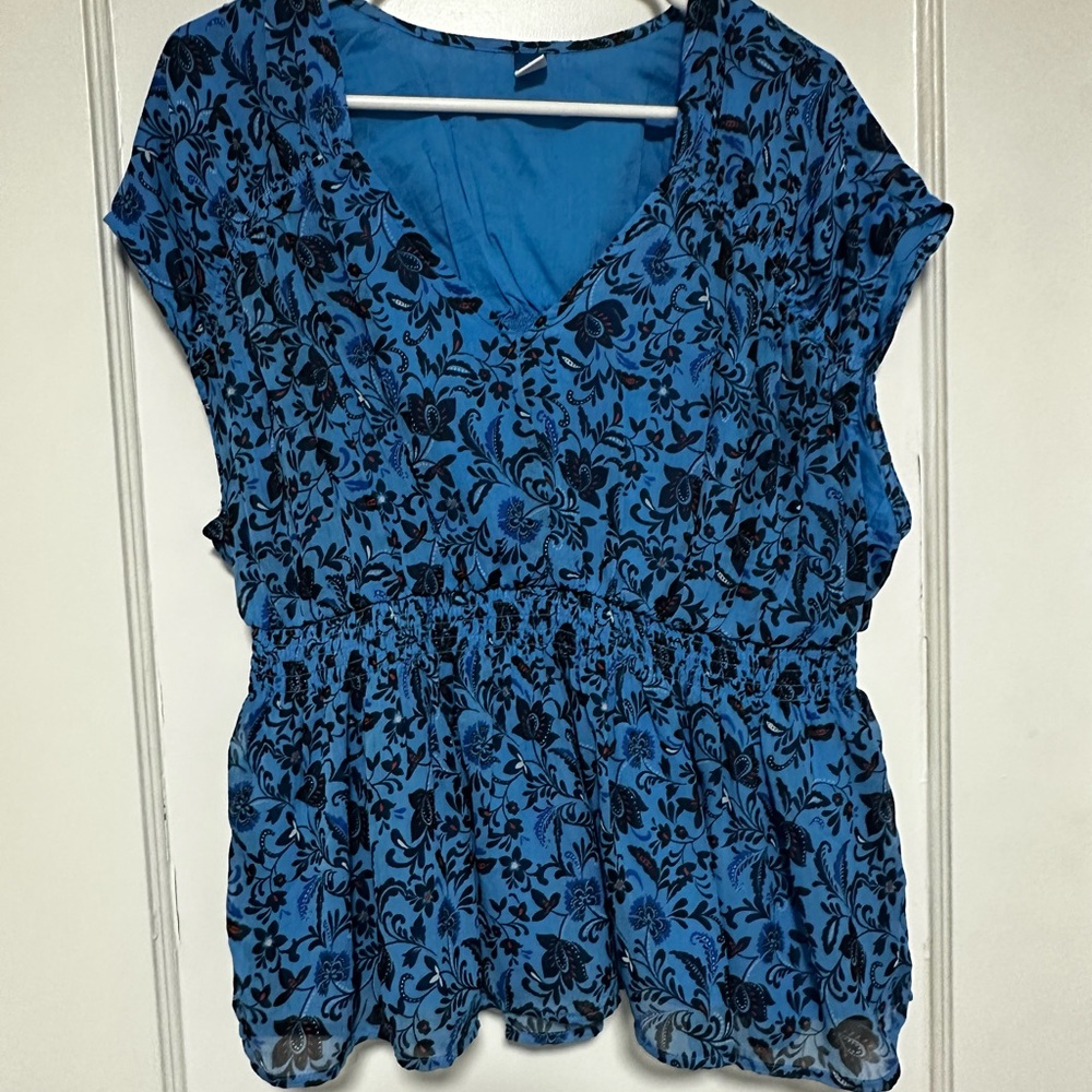 Old Navy Vibrant Blue Floral Pattern Dress